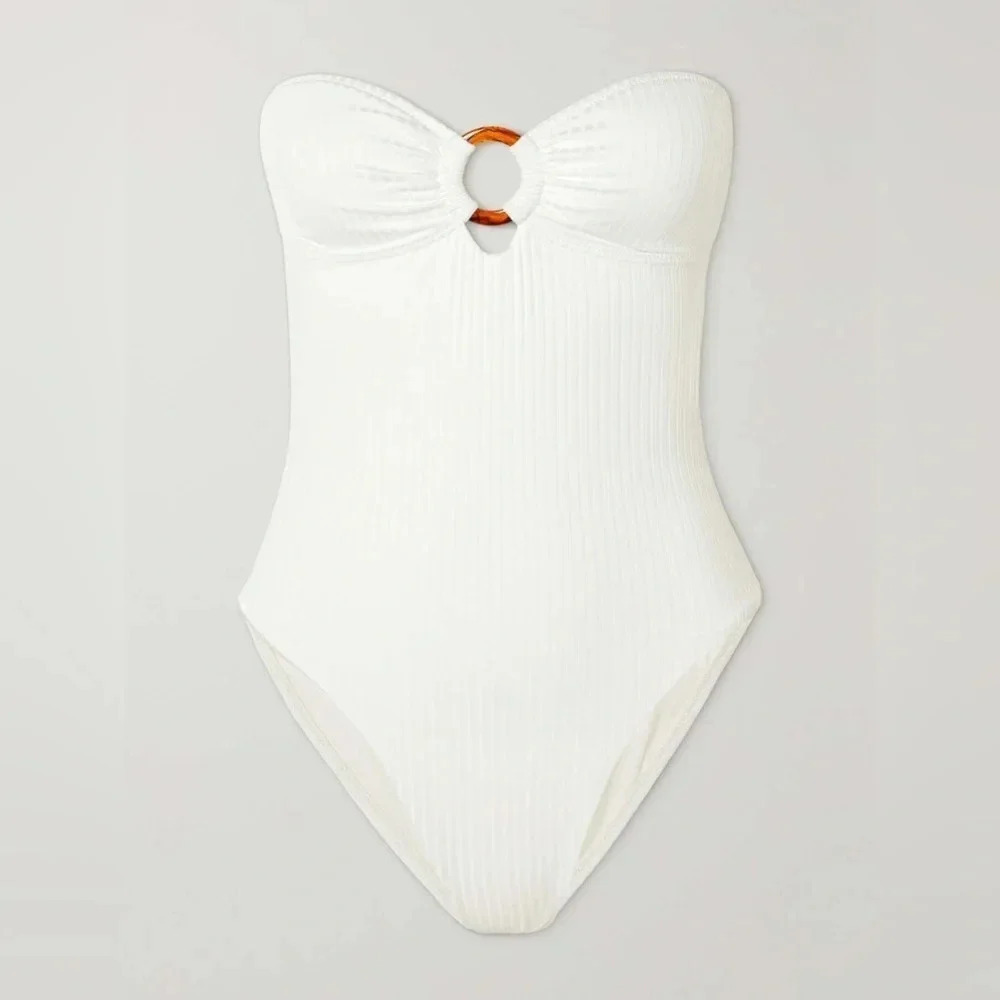 Melissa Odabash Barbuda strapless embellished ribbed swimsuit size 8 B2007 - Picture 8 of 8